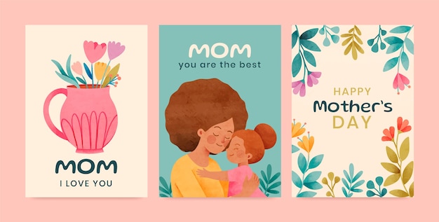 Coleção de cartões de saudação para o dia da mãe