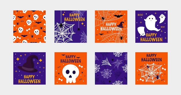 Coleção de cartões para Halloween Feliz Dia de Halloween Vector