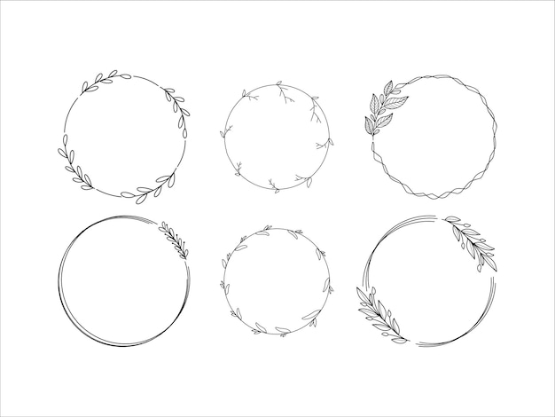 Coleção de círculos de molduras de folhas