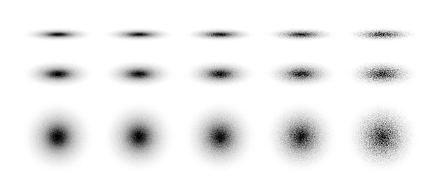 Coleção de círculos diferentes pontilhados de vetor desenhado à mão isolado em branco