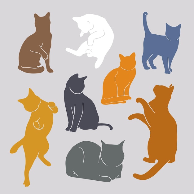 Vetor coleção de clipart de silhueta de gato