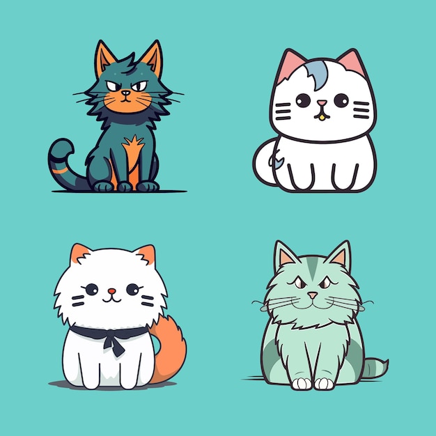 gato fofo ou gatinho animal meow desenho animado animais de estimação fofos  coleção de vetor exato ilustração desenho animado miau gato 2543411 Vetor  no Vecteezy