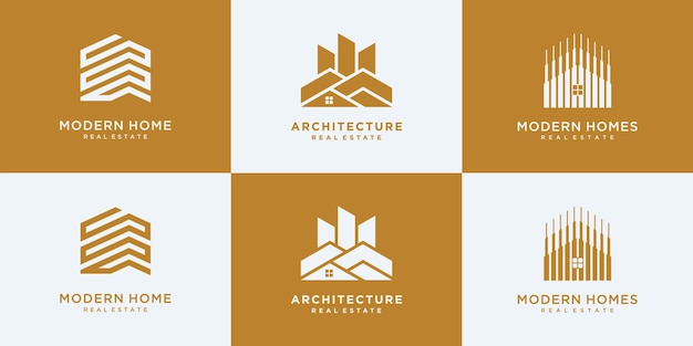 Coleção de conjuntos de arquitetura de construção, modelos de design de logotipo de imóveis.