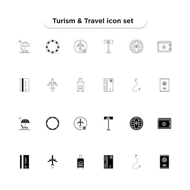 Vetor coleção de conjuntos de ícones de passeios e viagens