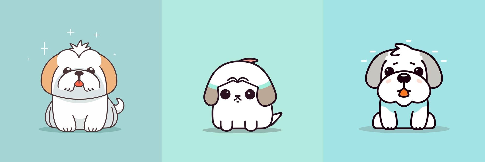 Crie um desenho de cachorro fofo em estilo kawaii