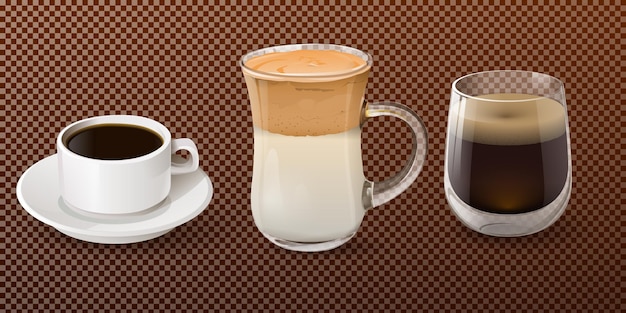 coleção de copo e xícara de café