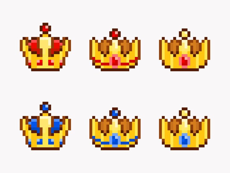 Vetor coleção de coroas em estilo pixel art