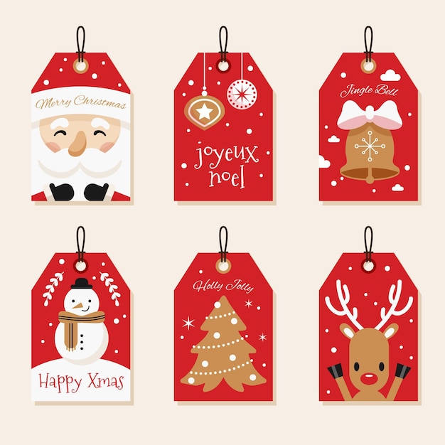 Coleção de crachá de natal em design plano