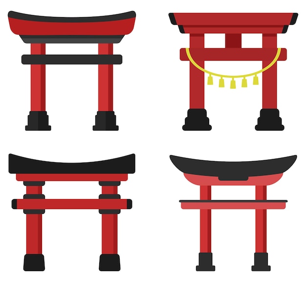 Vetor coleção de decoração torii, elemento da cultura japonesa.