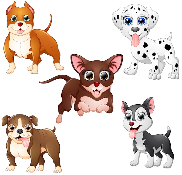 Coleção de desenhos animados de cachorro