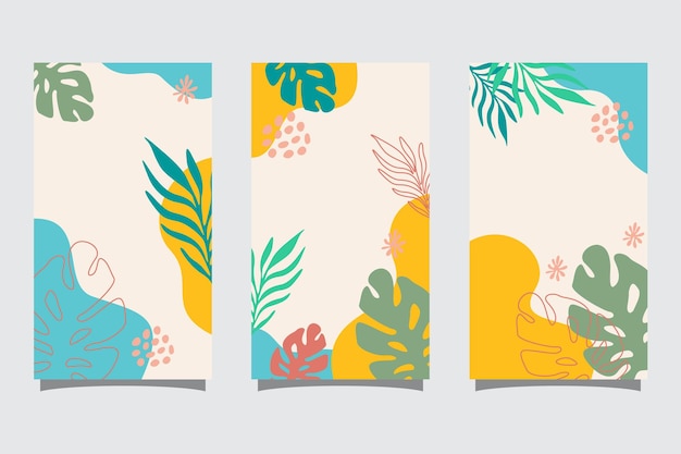 Coleção de desenhos de fundo abstratos venda de verão conteúdo promocional de mídia social