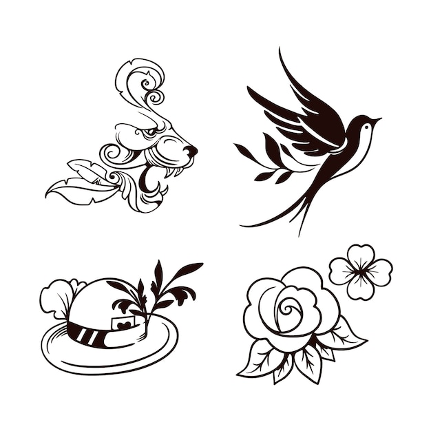 Coleção de desenhos de tatuagem