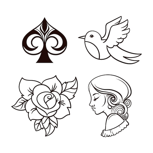 Coleção de desenhos de tatuagem