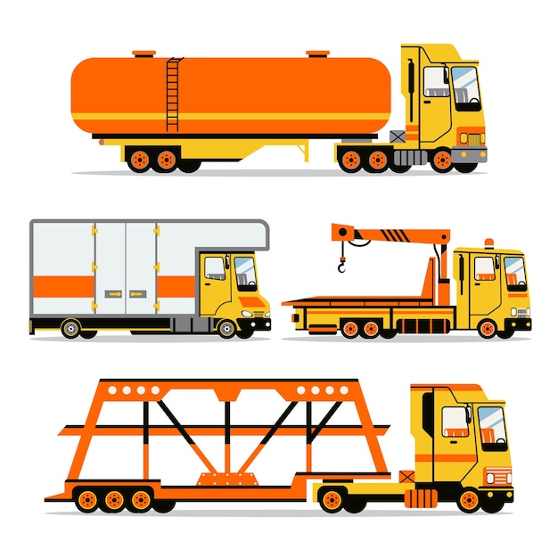 Vetor coleção de desenhos de transporte de caminhão