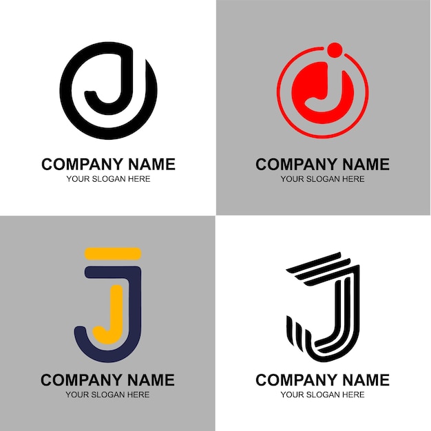 Vetor coleção de design de logotipo corporativo de identidade de marca vetorial letra j