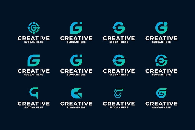 Coleção de design de logotipo criativo da letra G Inspiração de design de logotipo de símbolo abstrato