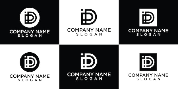 Coleção de design de logotipo criativo letra d