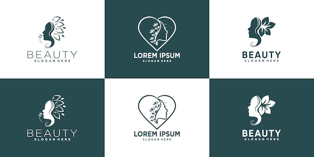 Vetor coleção de design de logotipo de beleza natural com estilo único vetor premium