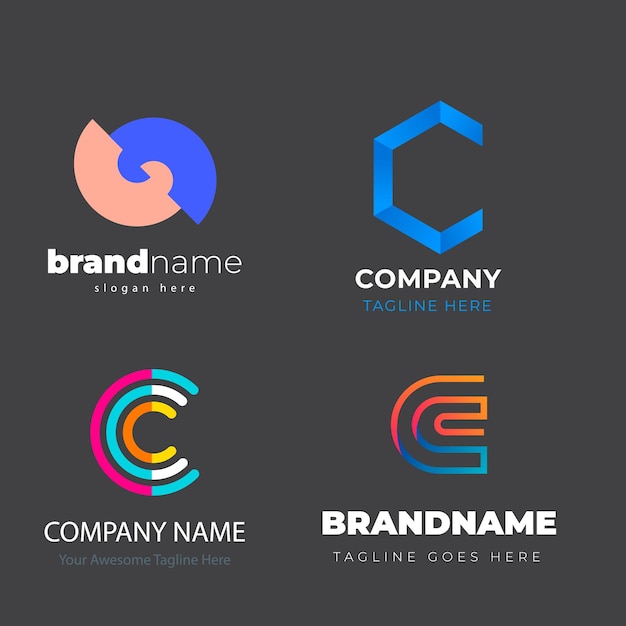 Coleção de design de logotipo de letra inicial C com design de estilo de linha ilustração vetorial gráfica Symbo