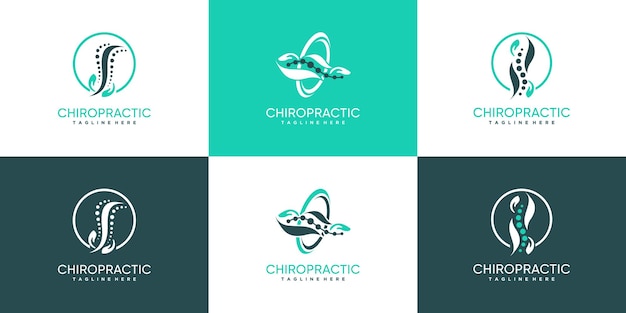 Vetor coleção de design de logotipo de massagem para terapia óssea com elemento criativo vetor premium