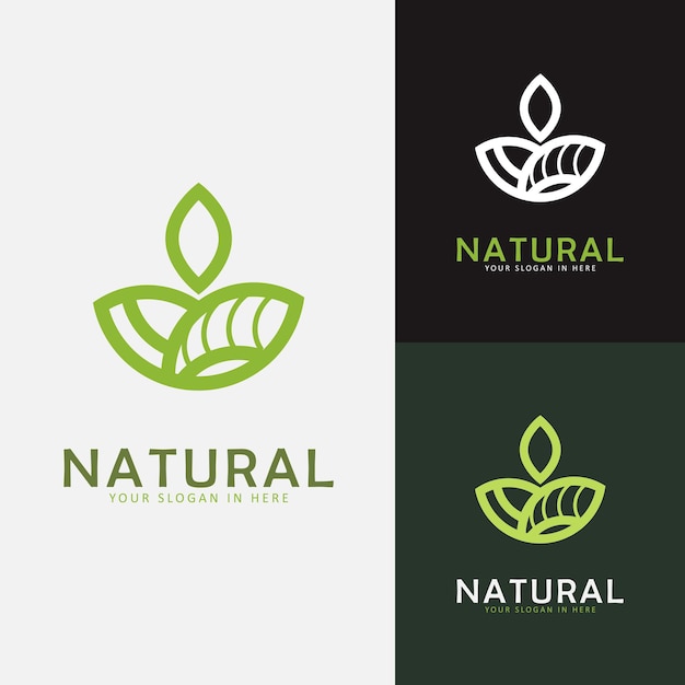 Coleção de design de logotipo de natureza eco verde elegante