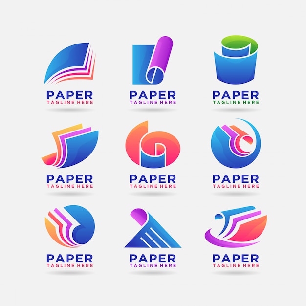 Vetor coleção de design de logotipo de papel