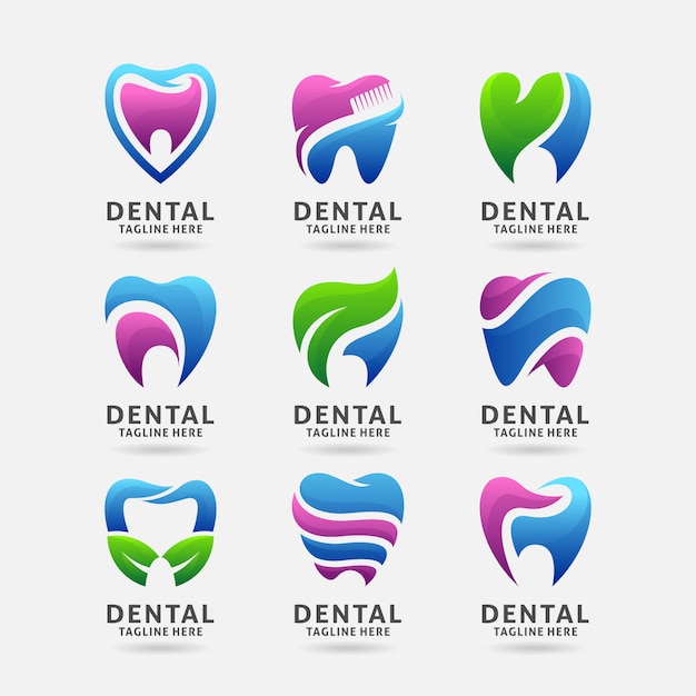 Vetor coleção de design de logotipo dental