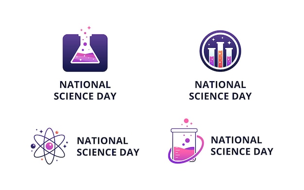 Vetor coleção de design de logotipo do dia nacional da ciência