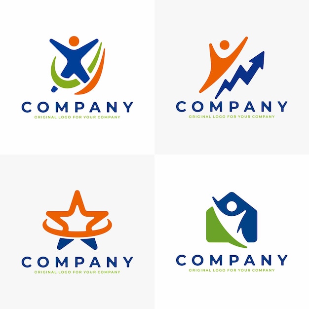 Coleção de design de logotipo humano abstrato.