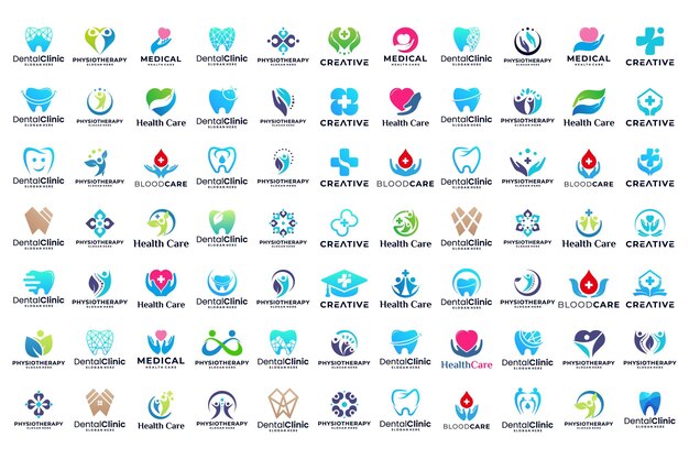 Vetor coleção de design de logotipo médico design de logotipo de cuidados de saúde modelo de logotipo de medicina