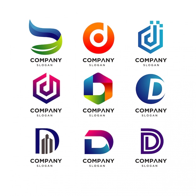 Coleção de design de logotipo moderno letra d