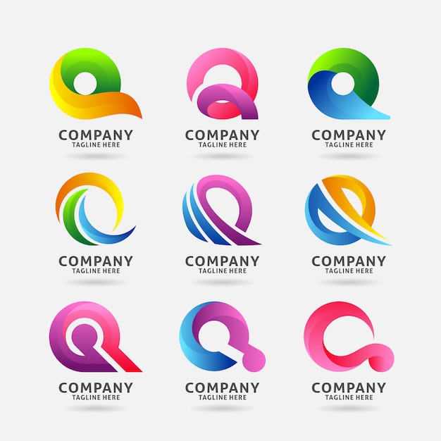 Coleção de design de logotipo moderno letra q