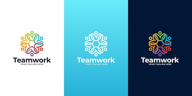 Coleção de design de logotipo para trabalho em equipe, logotipo da comunidade,