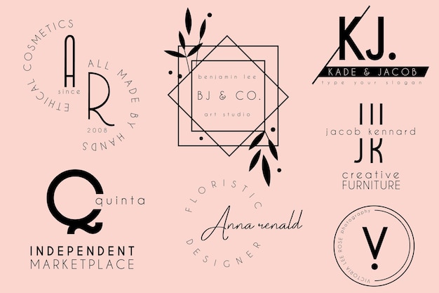 Coleção de design de modelo de logotipo feminino elegante e minimalista