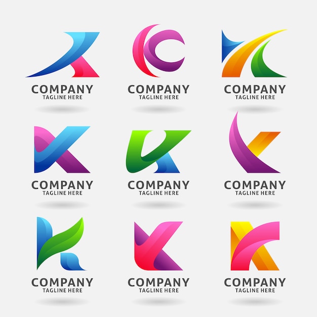 Coleção de design de modelo de logotipo moderno letra k