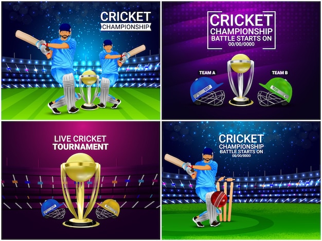 Coleção de design de plano de fundo do campeonato de críquete