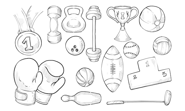 Coleção de Desportos Desenhados à Mão