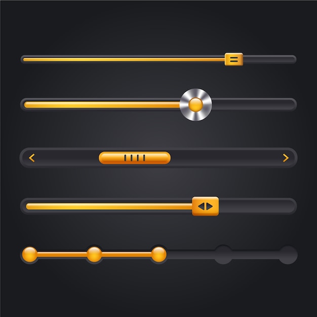 Vetor coleção de diferentes controles deslizantes de gradiente