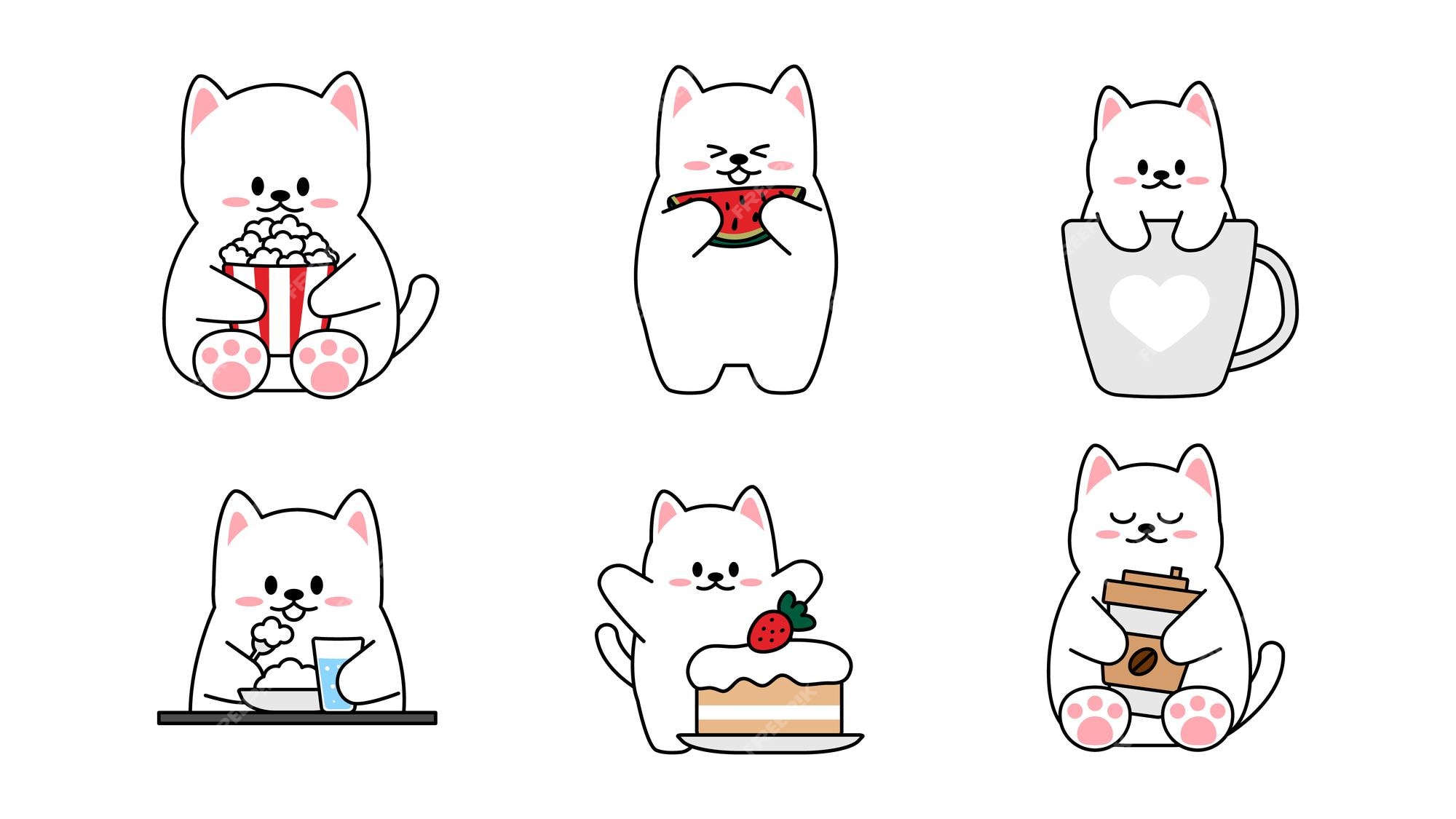 Adesivo de gato kawaii fofo com etiqueta em branco, etiqueta de nome,  coleção de conjunto de vetores de desenhos animados vetor de gato fofo