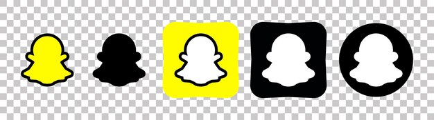 Vetor coleção de diferentes ícones do snapchat logotipo de mídia social arte de linha e estilo plano isolado em fundo branco ícone de linha vetorial para negócios e publicidade