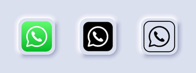 Coleção de diferentes ícones do Whatsapp Logotipo da mídia social Arte de linha e estilo plano isolado no neomorfismo Ícone de linha vetorial para negócios e publicidade Editorial