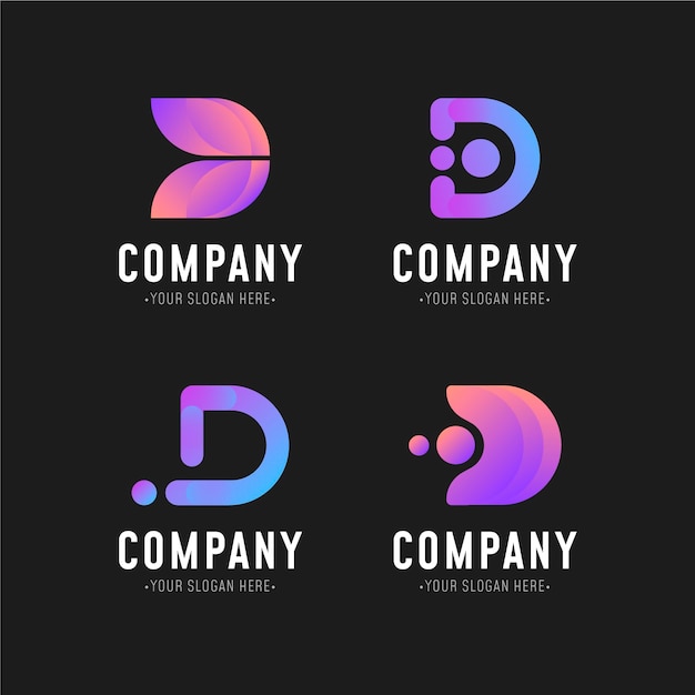 Coleção de diferentes logotipos gradientes d