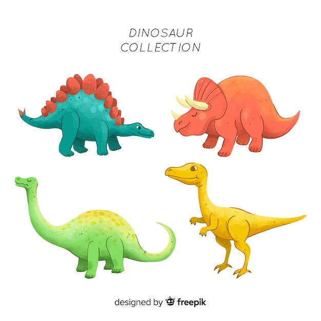 Coleção de dinossauro aquarela