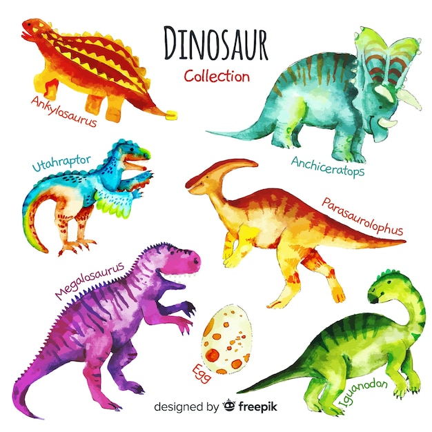 Coleção de dinossauro aquarela