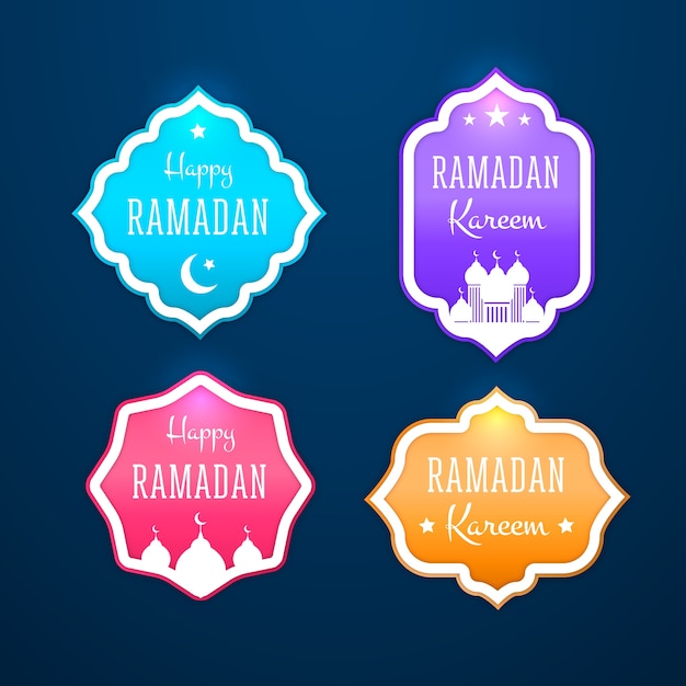 Vetor coleção de distintivo realista ramadan kareem