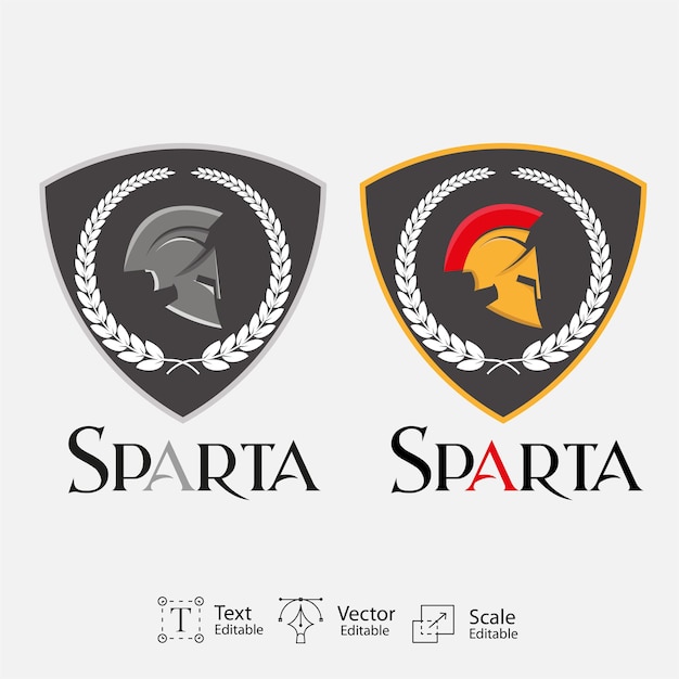 Vetor coleção de distintivos de design de logotipo de guerreiro de capacete espartano ilustração vetorial