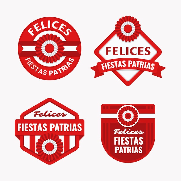 Coleção de distintivos flat fiestas patrias de peru