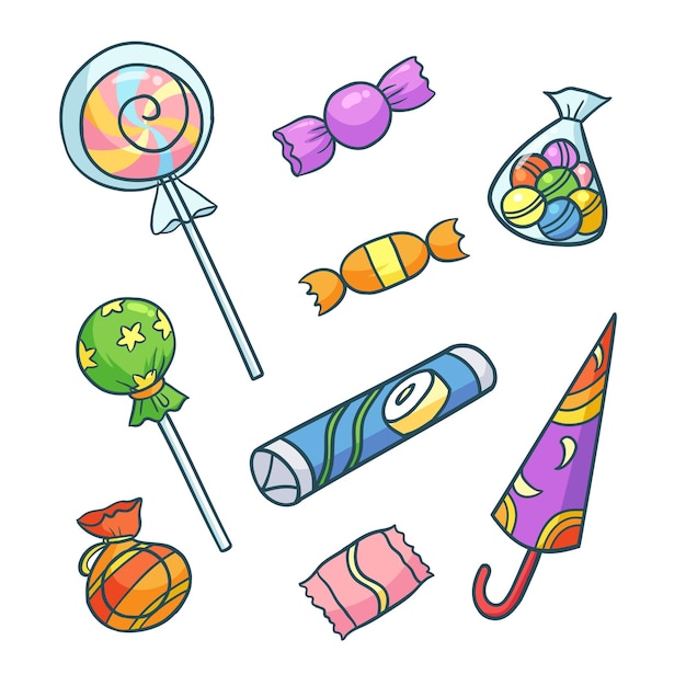coleção de doces desenhados à mão 1