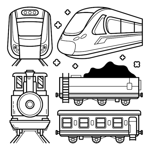 Coleção de doodle de trem