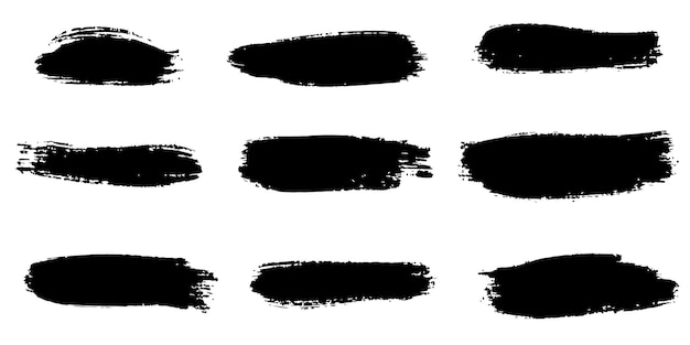 Coleção de elemento gráfico desenhado de mão de escova de vetor. conjunto de pinceladas de vetor isoladas no fundo branco. ilustração vetorial.